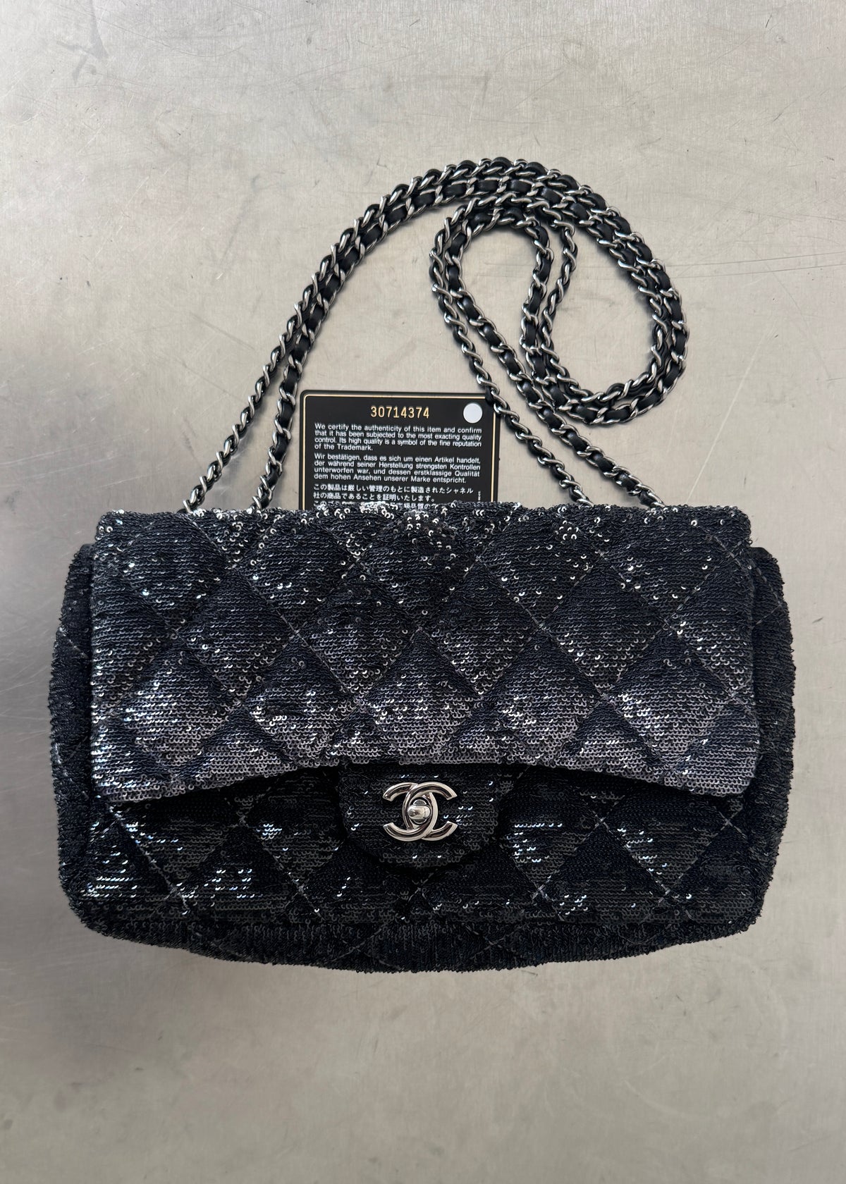 Chanel Sequin Shoulder Bag in Black