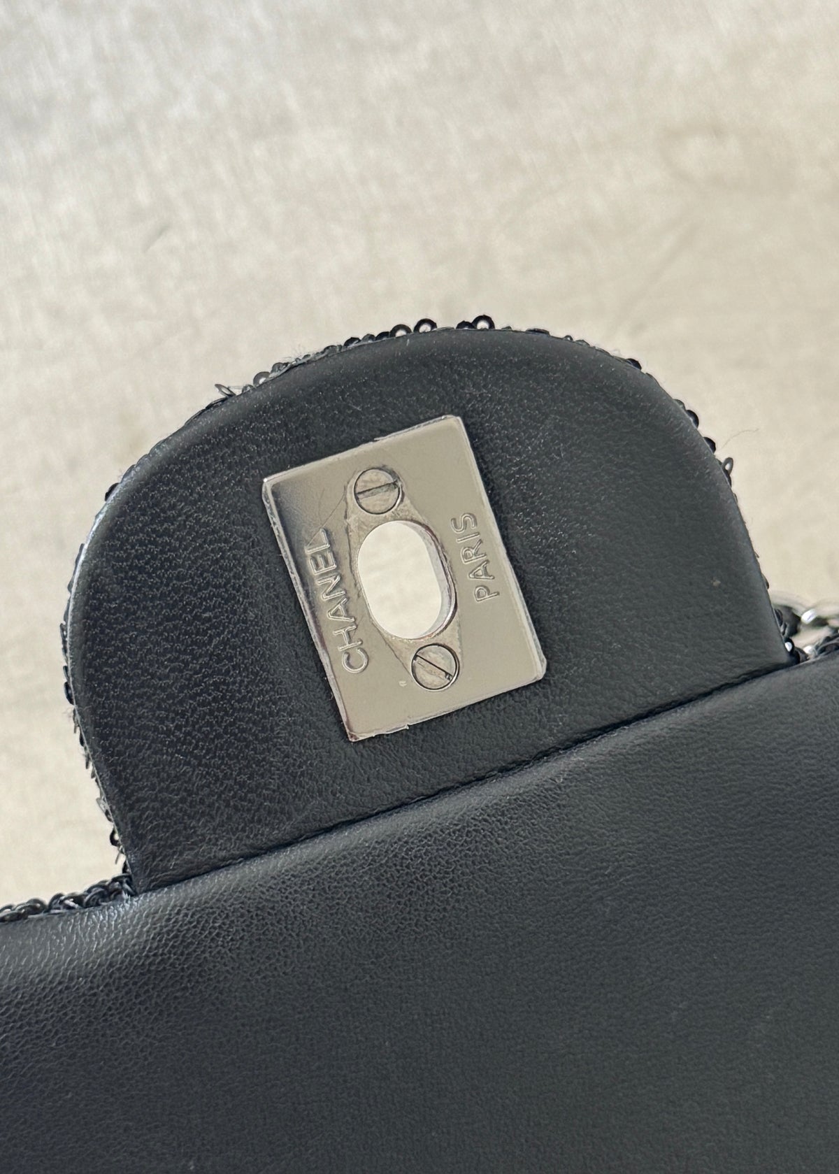 Chanel Sequin Shoulder Bag in Black