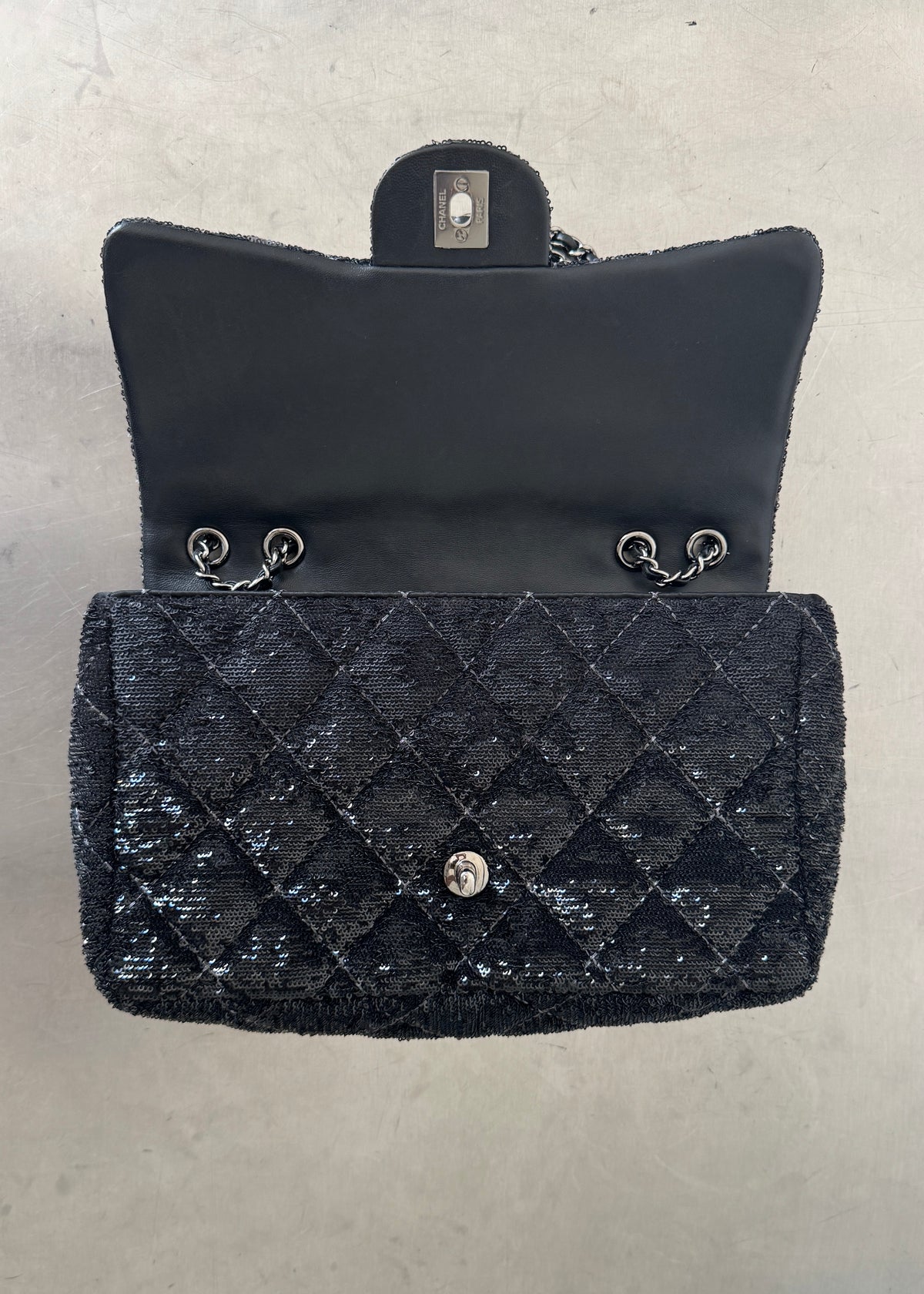Chanel Sequin Shoulder Bag in Black