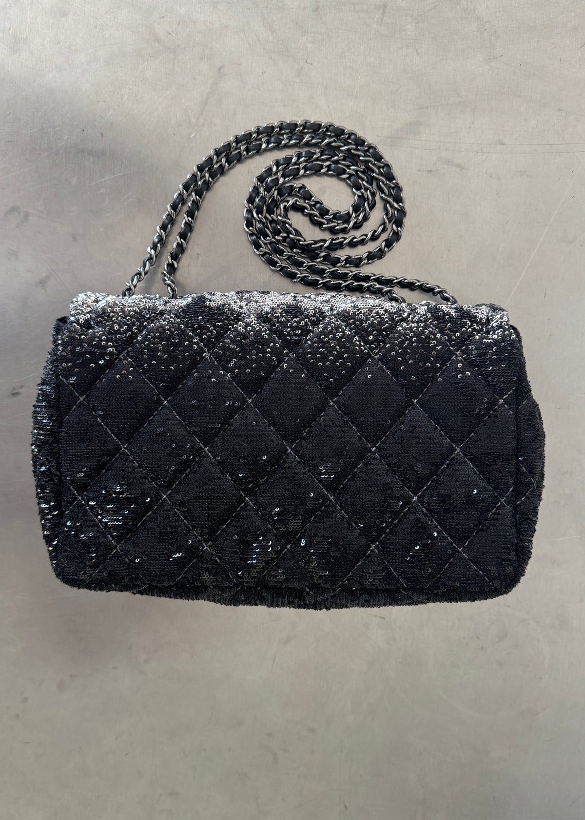 Chanel Sequin Shoulder Bag in Black