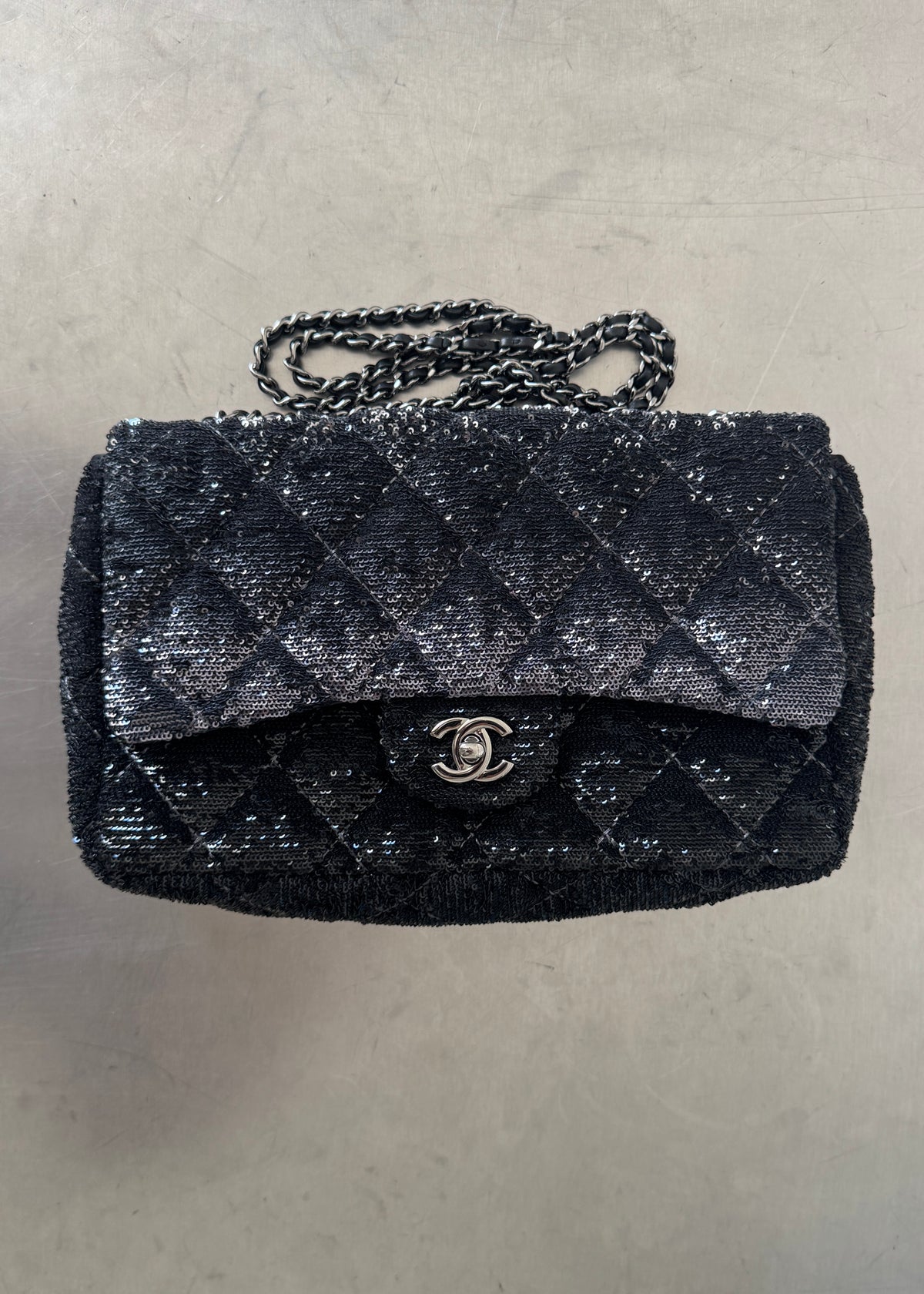 Chanel Sequin Shoulder Bag in Black