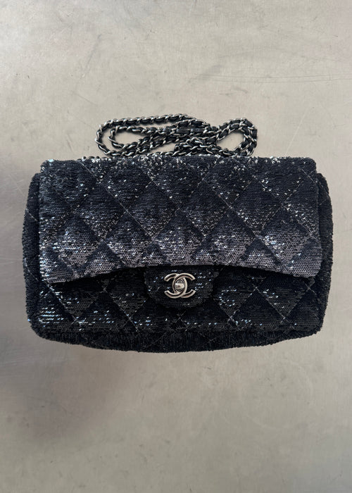 Chanel Sequin Shoulder Bag in Black