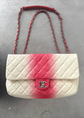 Chanel Ombre Caviar Leather Jumbo Single Flap Bag in White/Pink