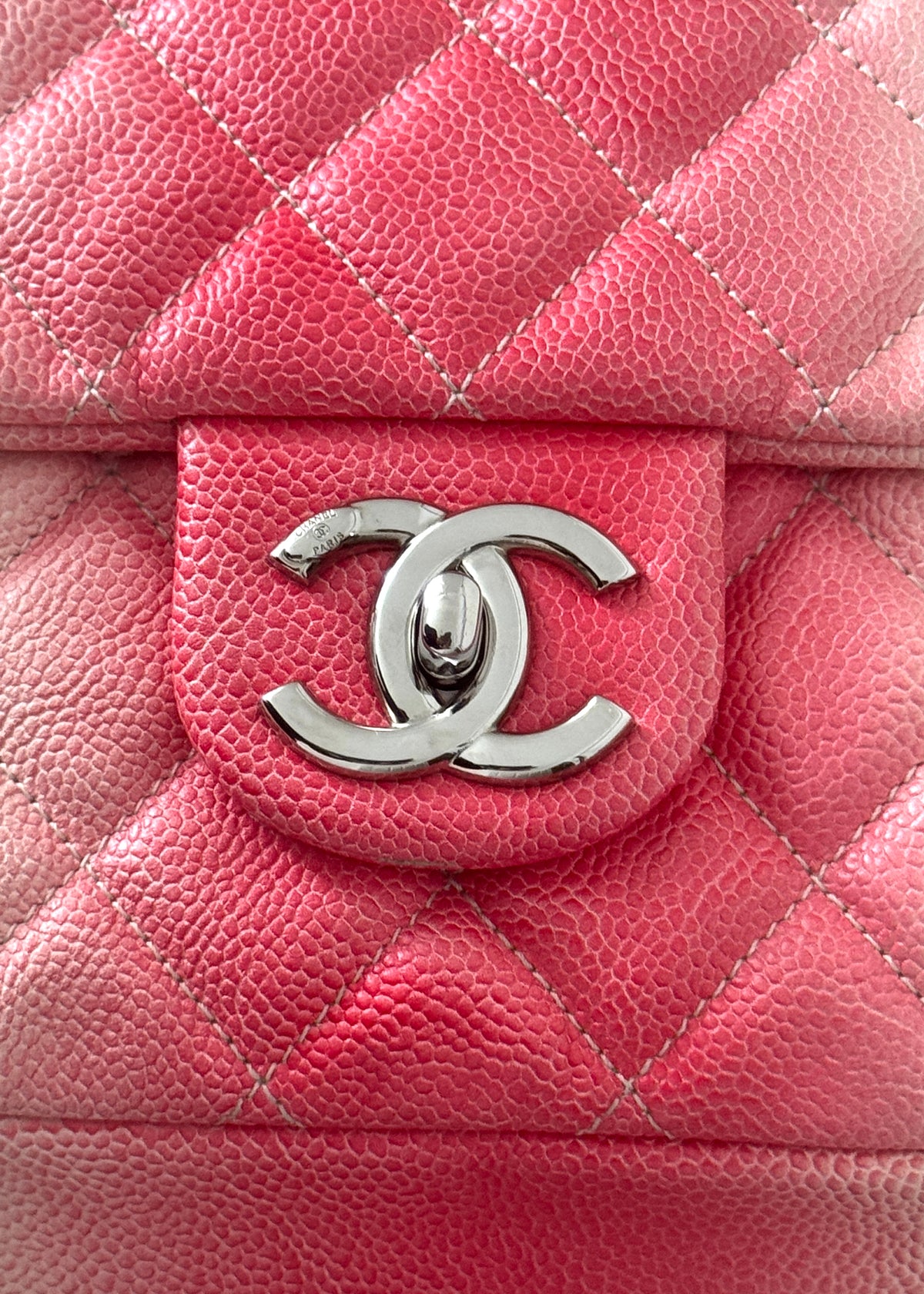Chanel Ombre Caviar Leather Jumbo Single Flap Bag in White/Pink