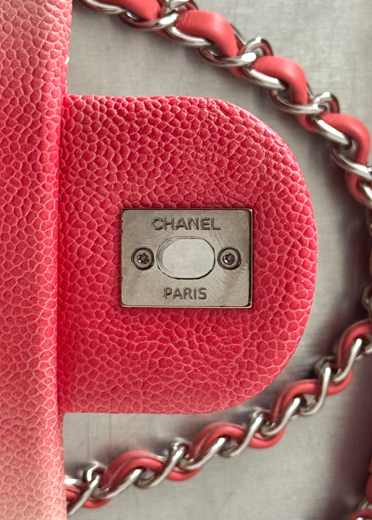 Chanel Ombre Caviar Leather Jumbo Single Flap Bag in White/Pink