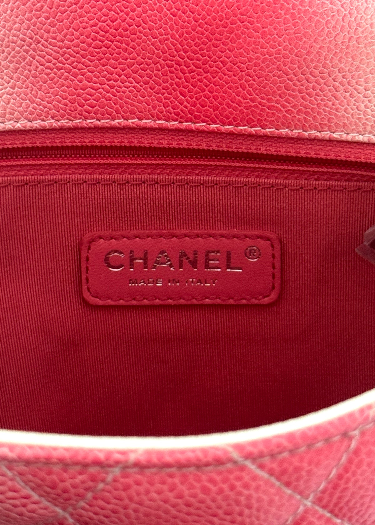 Chanel Ombre Caviar Leather Jumbo Single Flap Bag in White/Pink