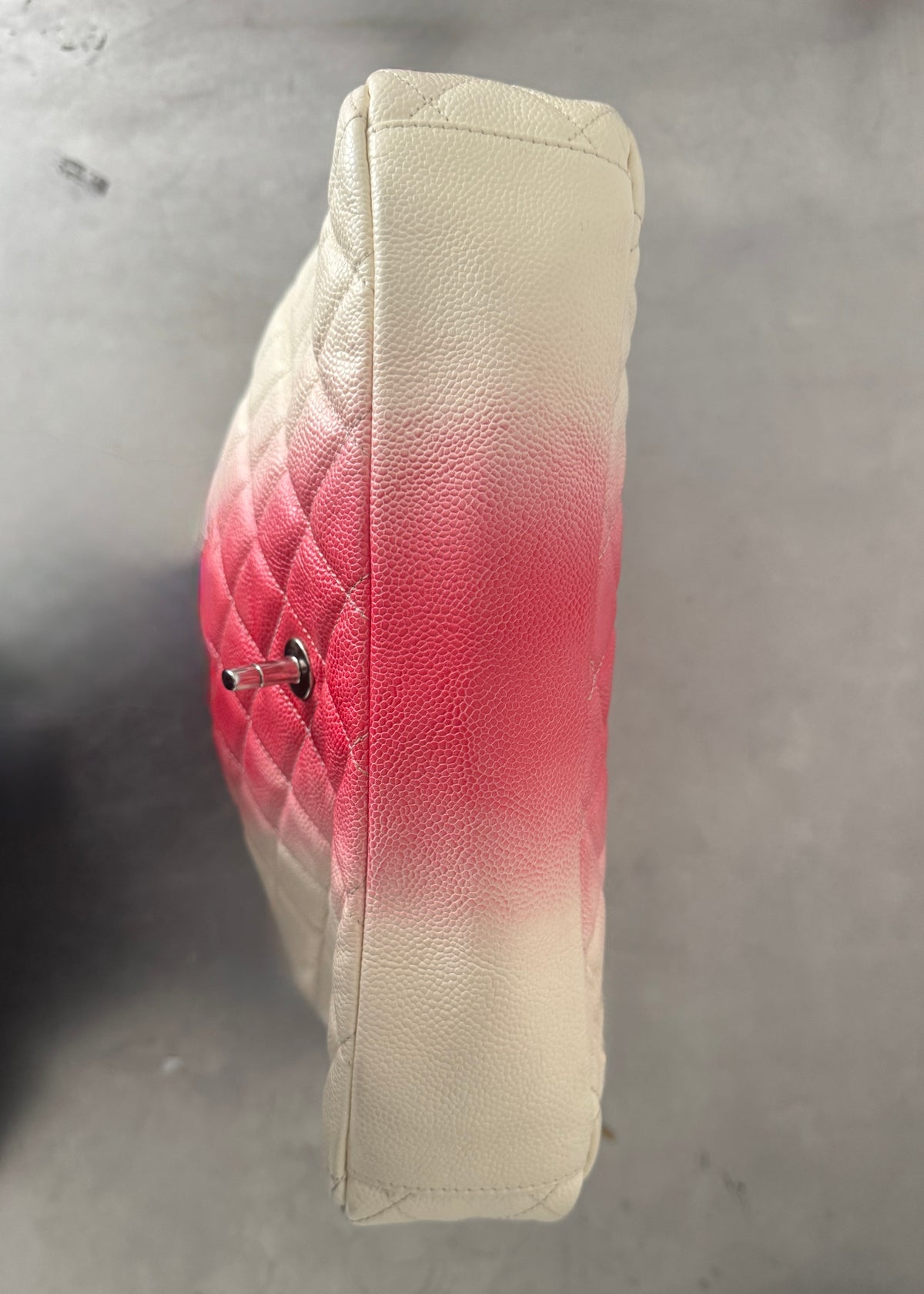 Chanel Ombre Caviar Leather Jumbo Single Flap Bag in White/Pink