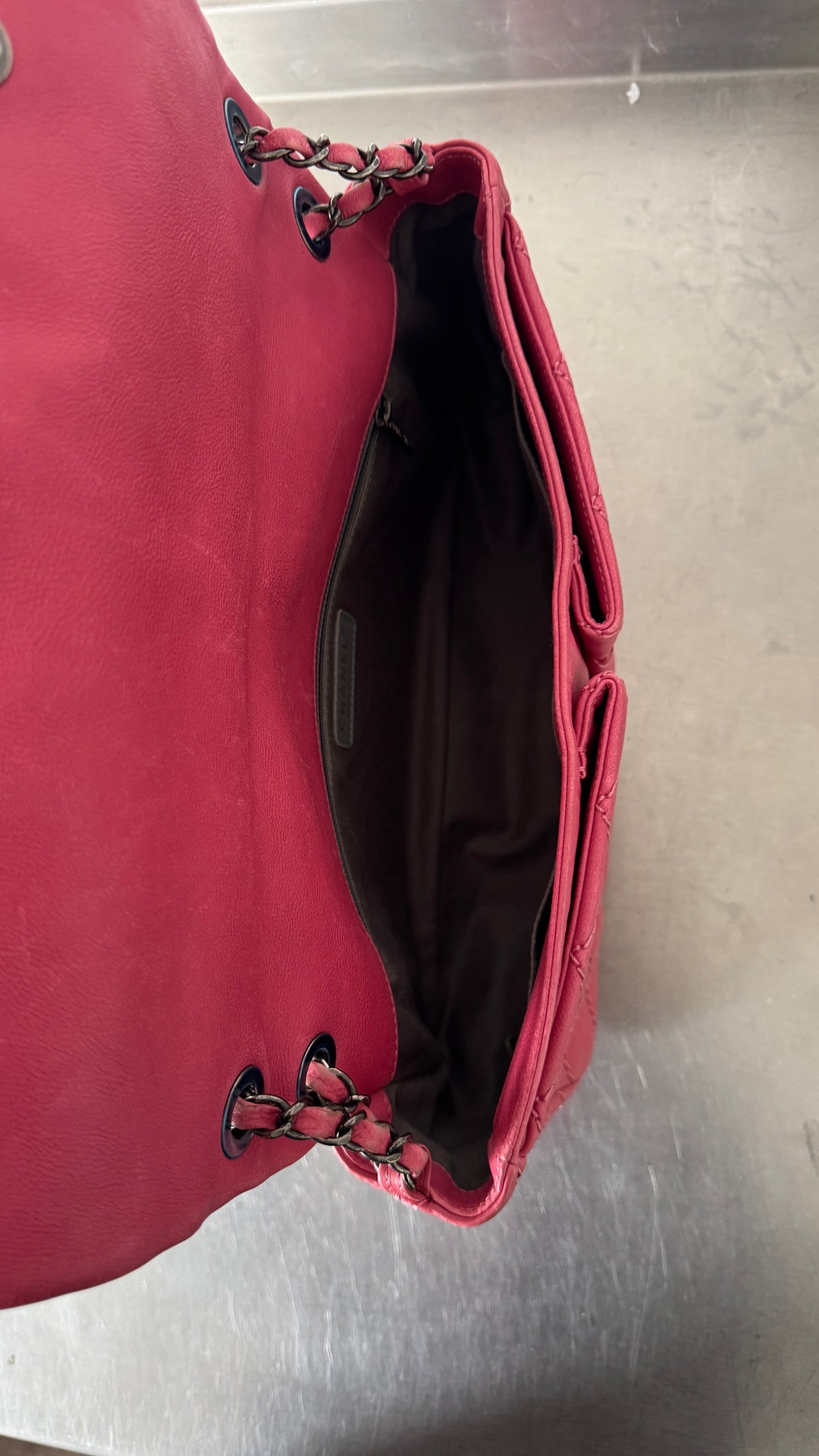Chanel Double Chain Wild Stitch Shoulder Bag in Pink