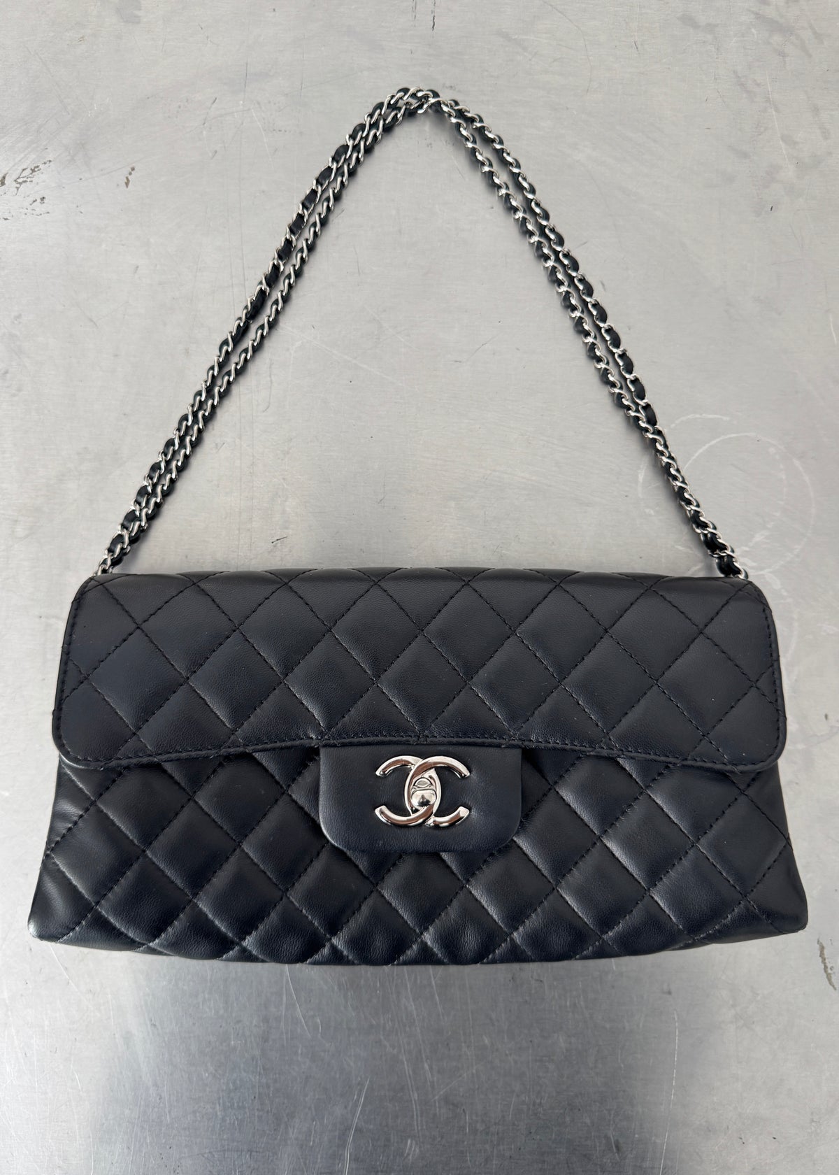 Chanel East West Tri-pocket Shoulder Bag in Black