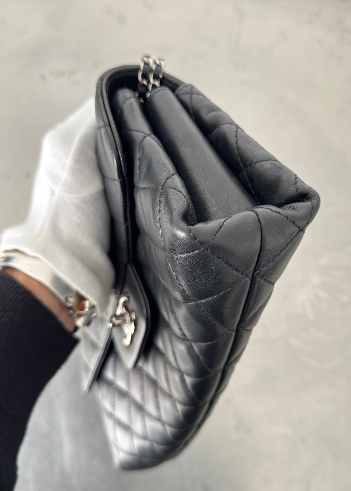 Chanel East West Tri-pocket Shoulder Bag in Black