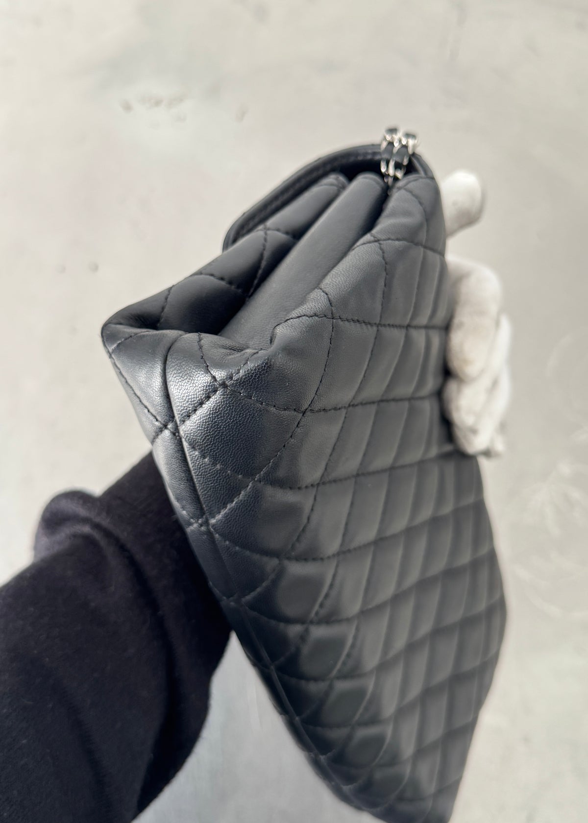 Chanel East West Tri-pocket Shoulder Bag in Black