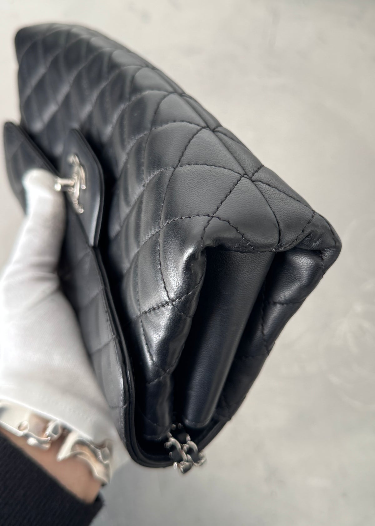 Chanel East West Tri-pocket Shoulder Bag in Black