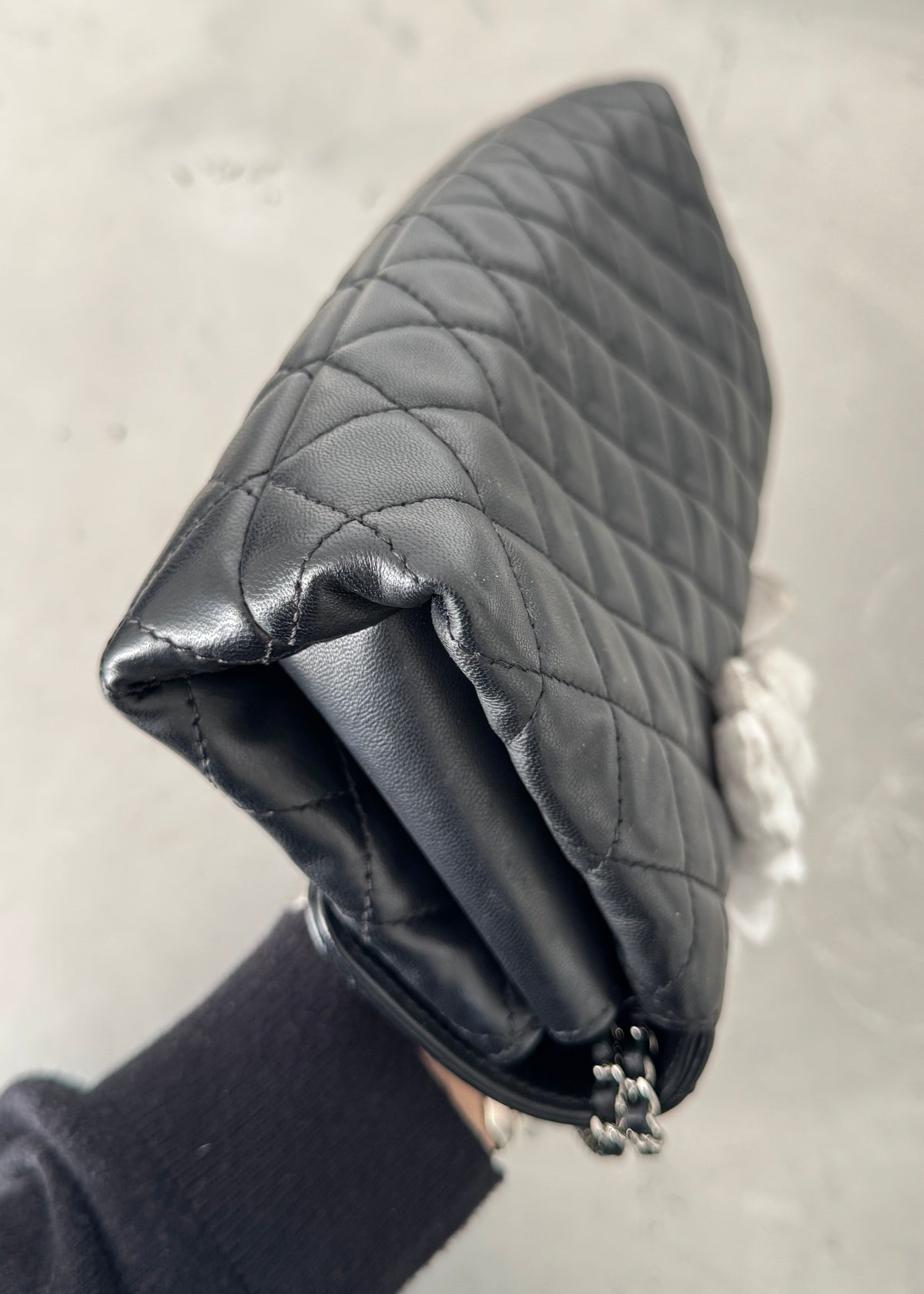 Chanel East West Tri-pocket Shoulder Bag in Black