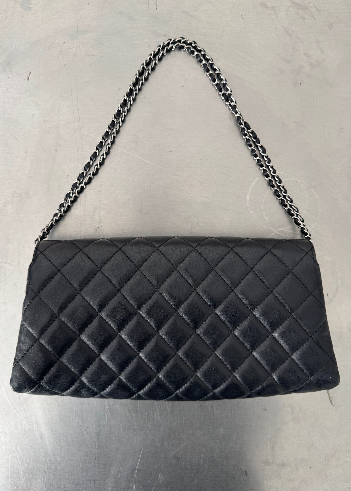 Chanel East West Tri-pocket Shoulder Bag in Black