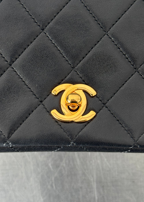 Chanel Mini 24k GHW Classic Single Flap Shoulder Bag in Black