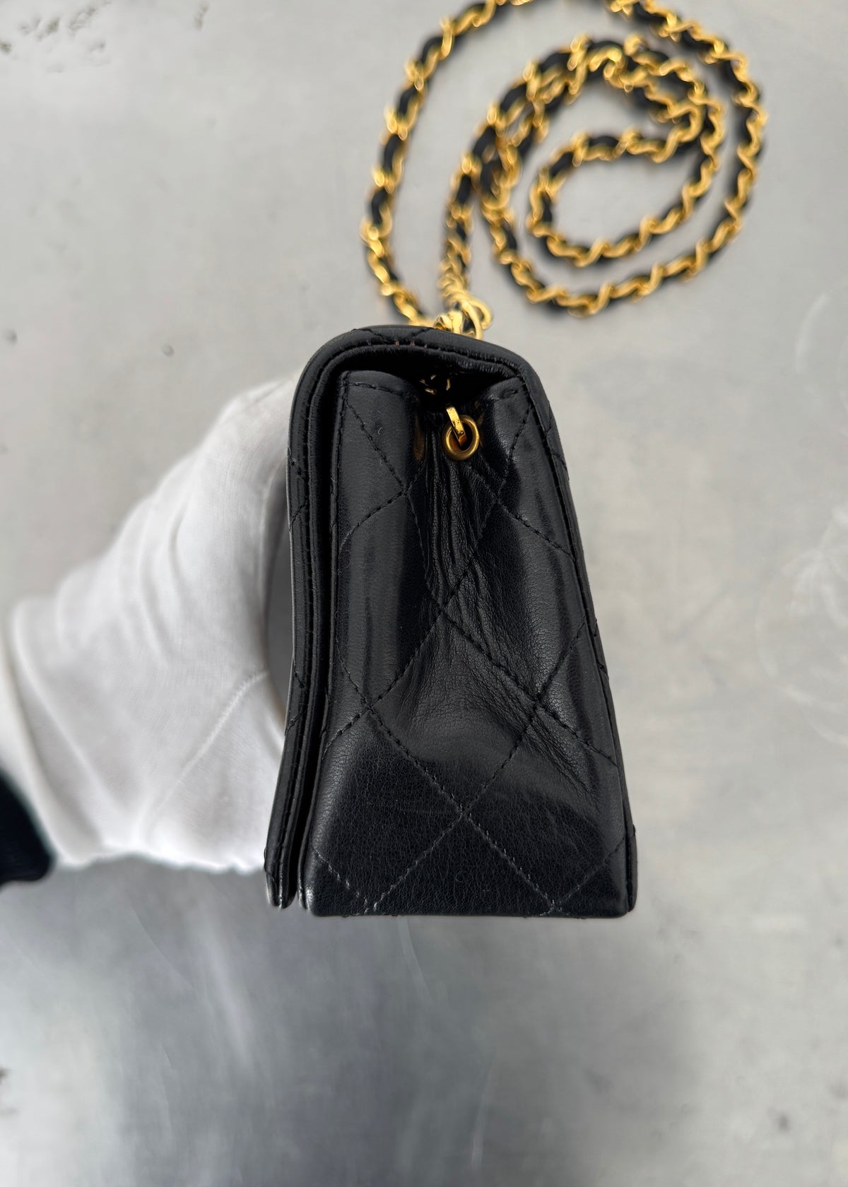 Chanel Mini 24k GHW Classic Single Flap Shoulder Bag in Black