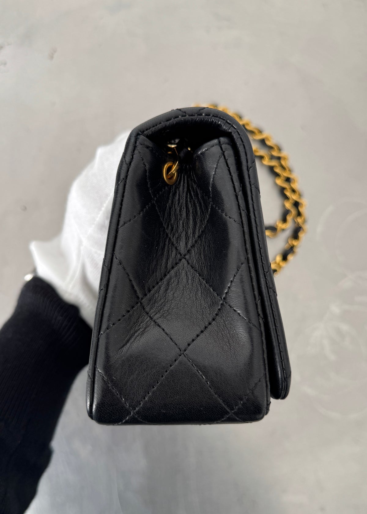 Chanel Mini 24k GHW Classic Single Flap Shoulder Bag in Black