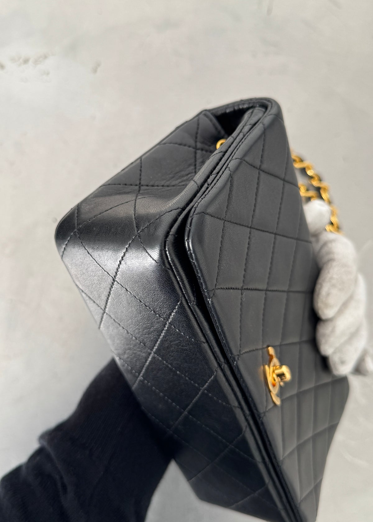 Chanel Mini 24k GHW Classic Single Flap Shoulder Bag in Black