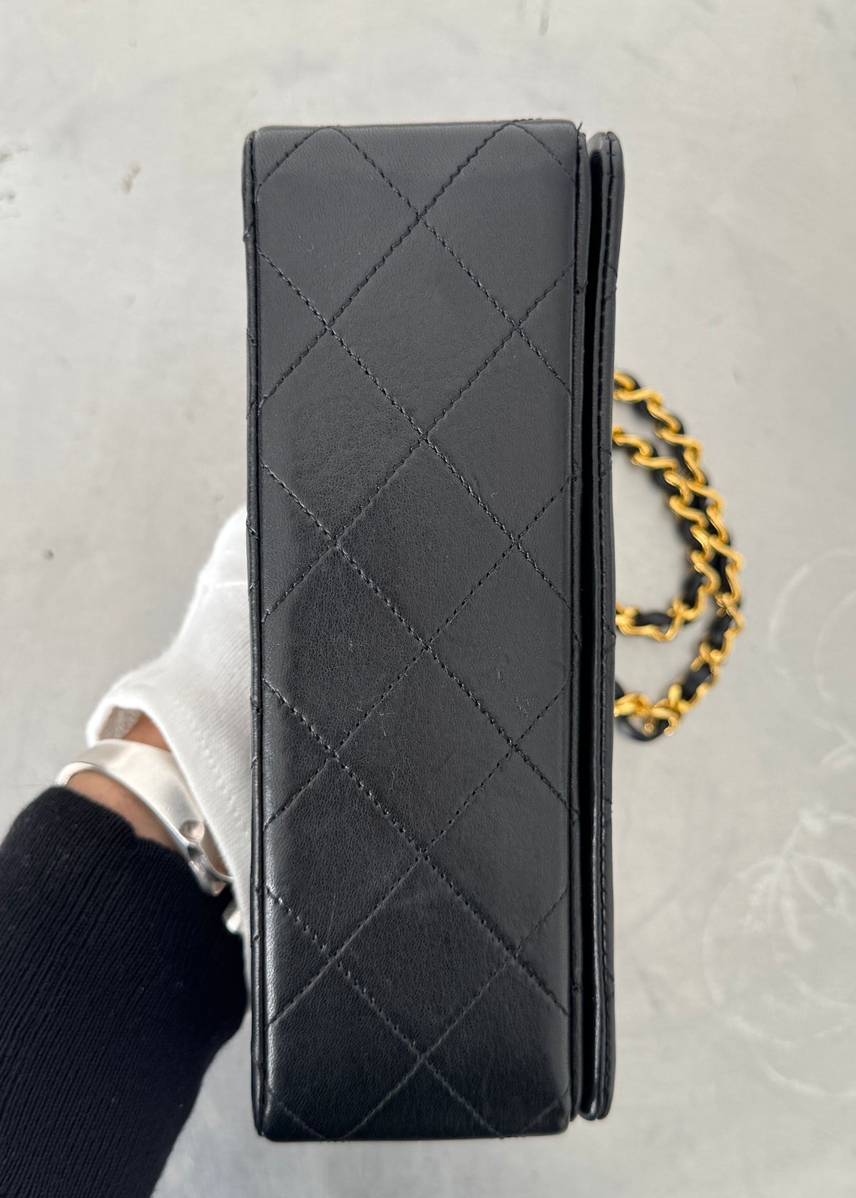 Chanel Mini 24k GHW Classic Single Flap Shoulder Bag in Black