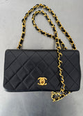 Chanel Mini 24k GHW Classic Single Flap Shoulder Bag in Black