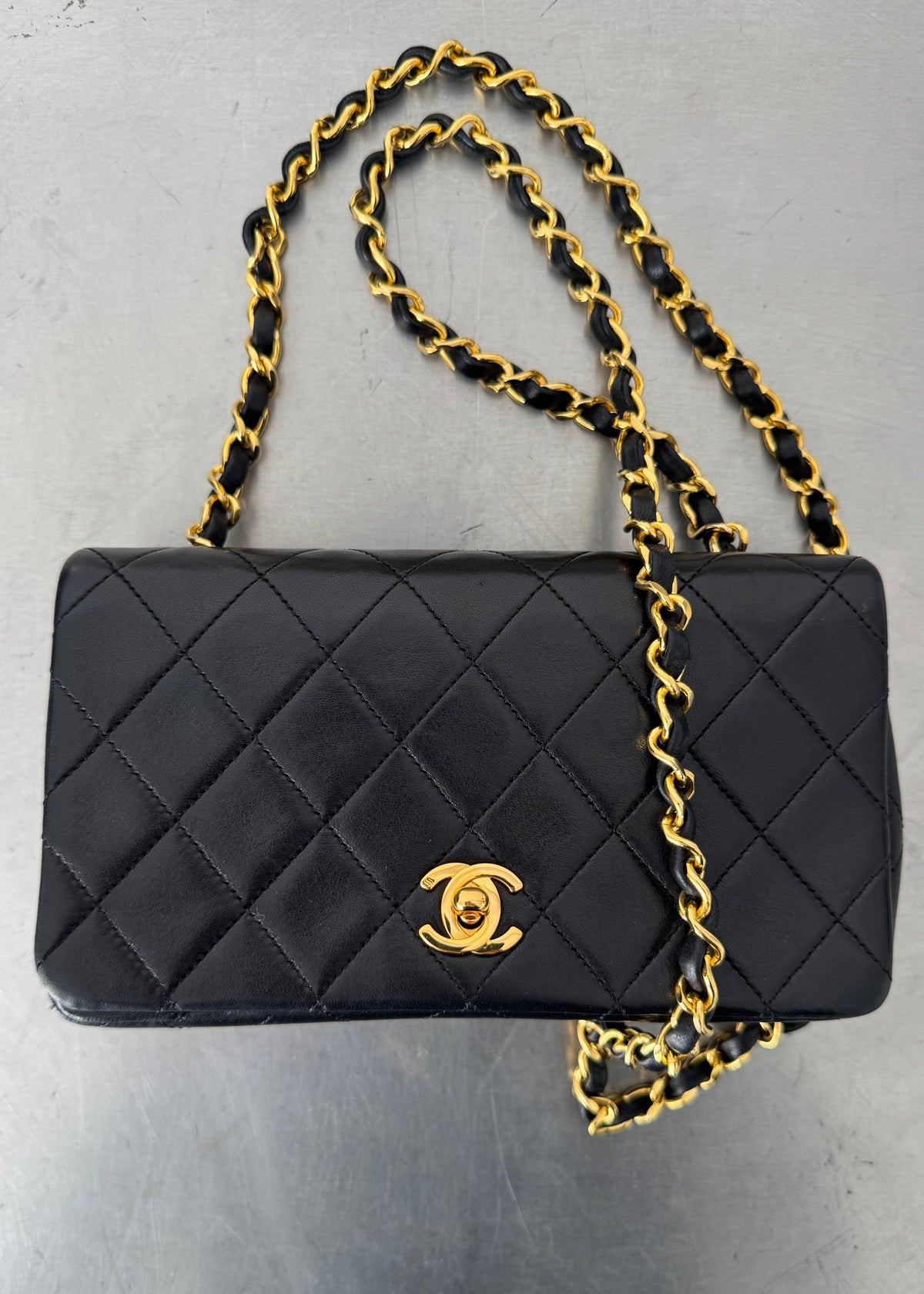 Chanel Mini 24k GHW Classic Single Flap Shoulder Bag in Black