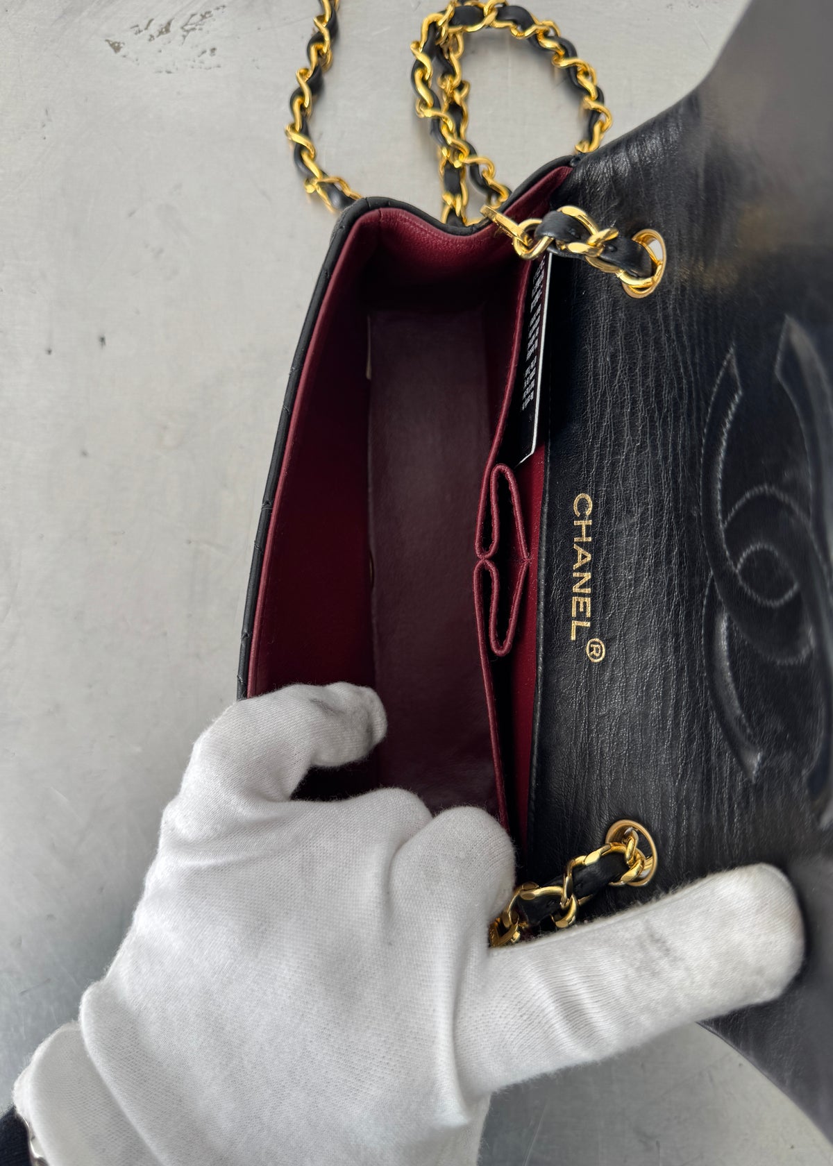 Chanel Mini 24k GHW Classic Single Flap Shoulder Bag in Black