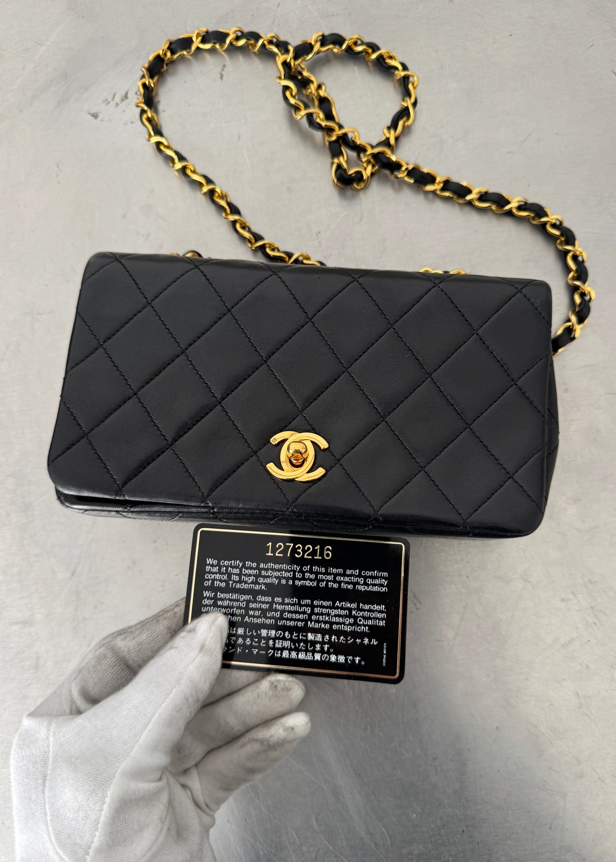 Chanel Mini 24k GHW Classic Single Flap Shoulder Bag in Black