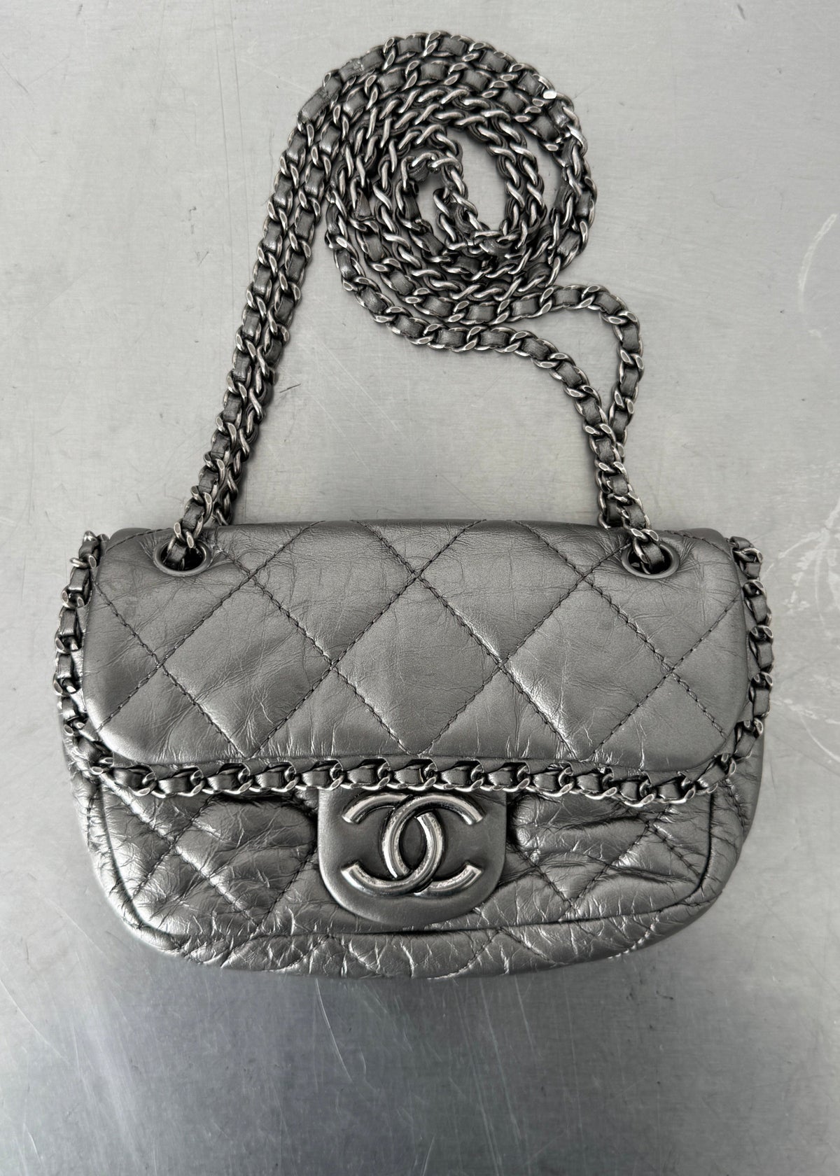 Chanel Chain Around Mini Flap Bag in Silver