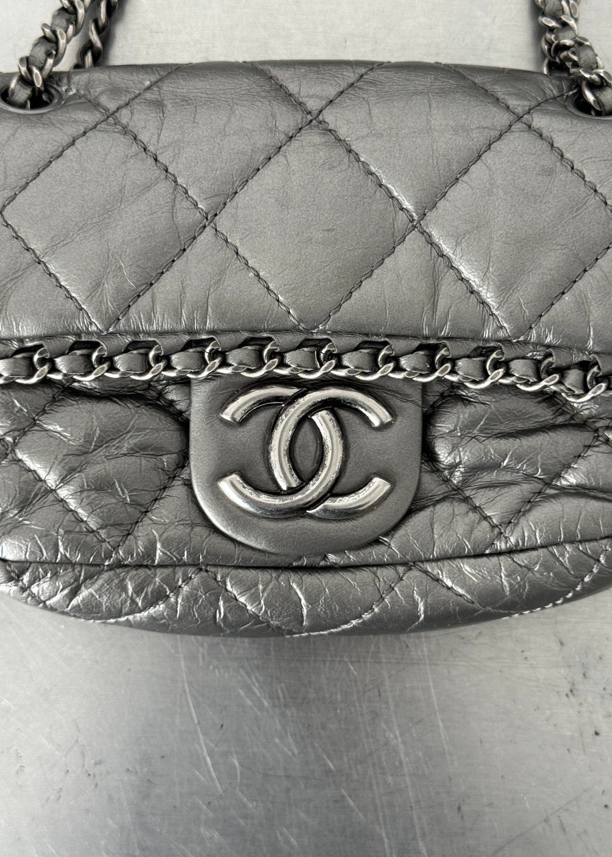 Chanel Chain Around Mini Flap Bag in Silver