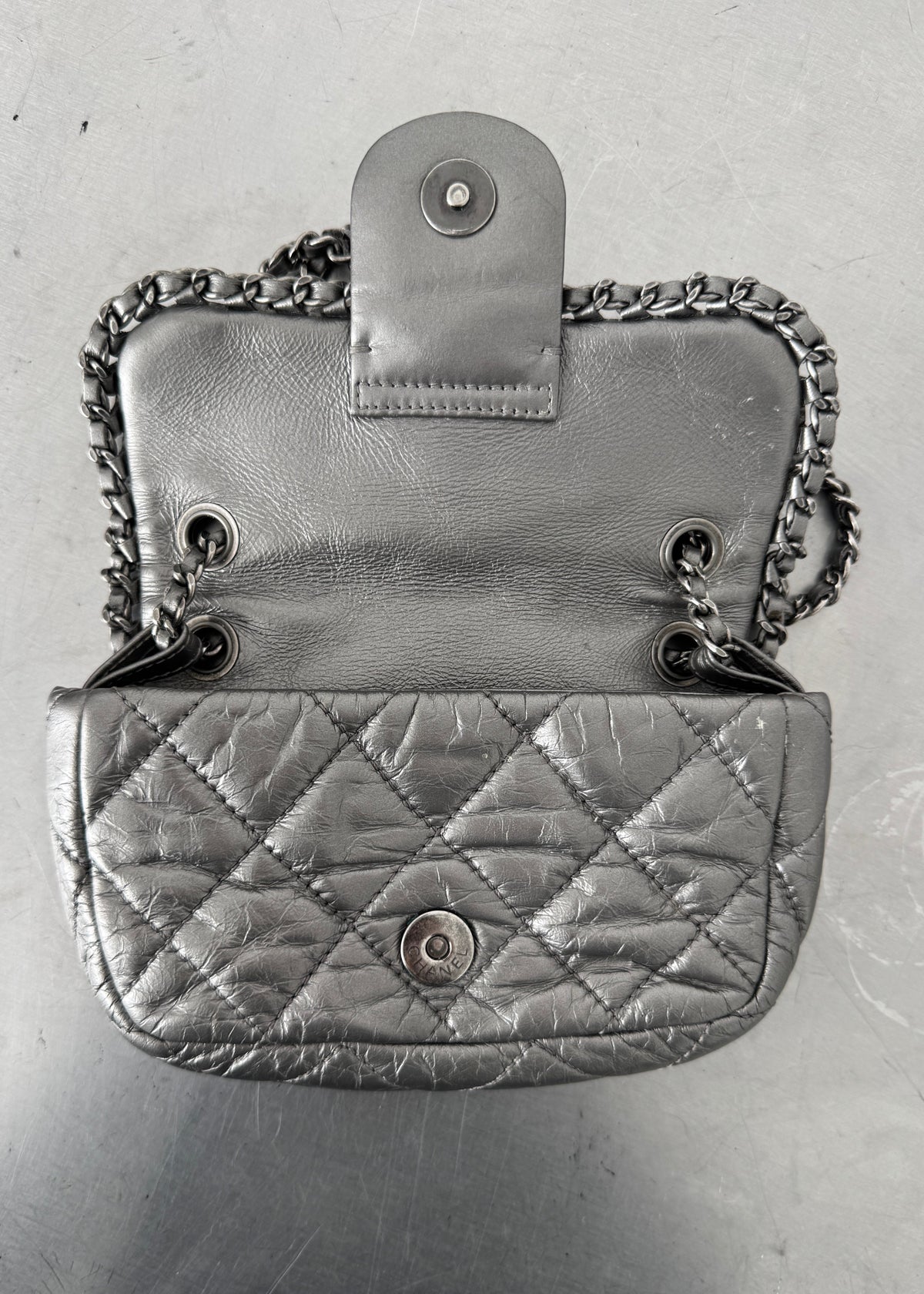 Chanel Chain Around Mini Flap Bag in Silver