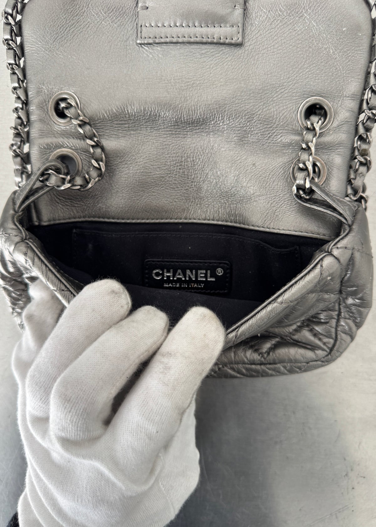 Chanel Chain Around Mini Flap Bag in Silver