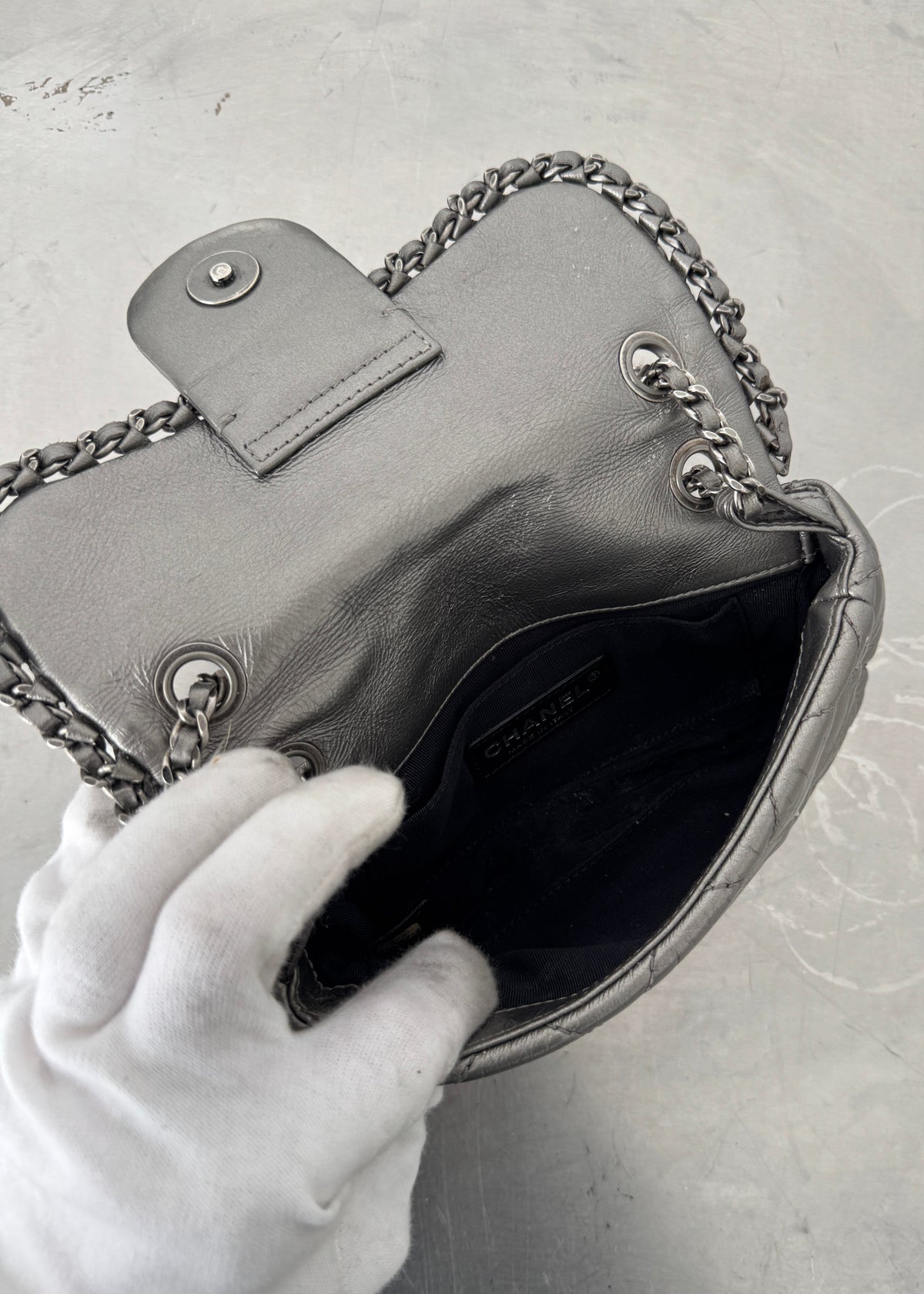 Chanel Chain Around Mini Flap Bag in Silver