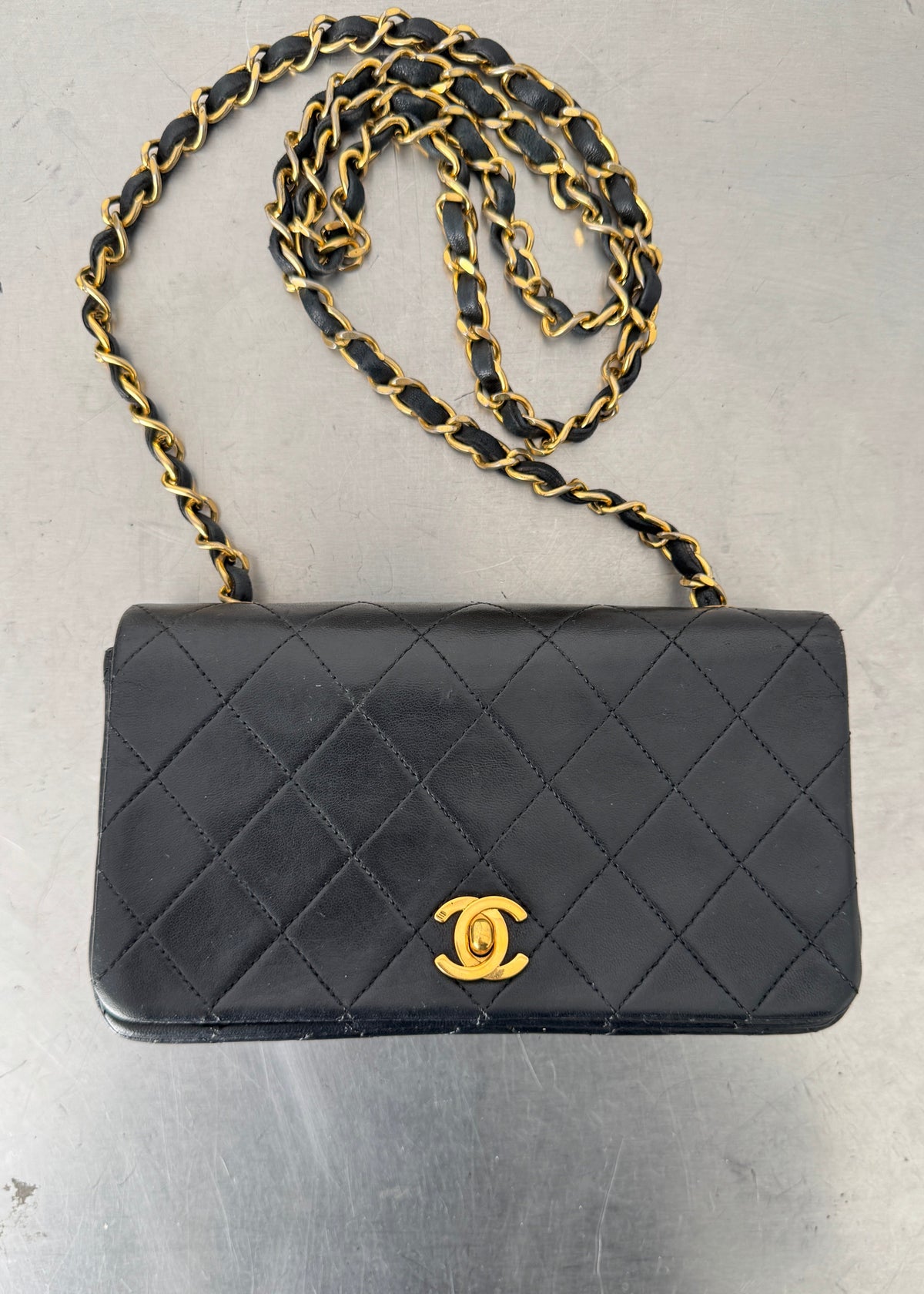 Chanel Mini 24k GHW Classic Single Flap Shoulder Bag in Black