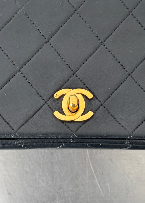 Chanel Mini 24k GHW Classic Single Flap Shoulder Bag in Black