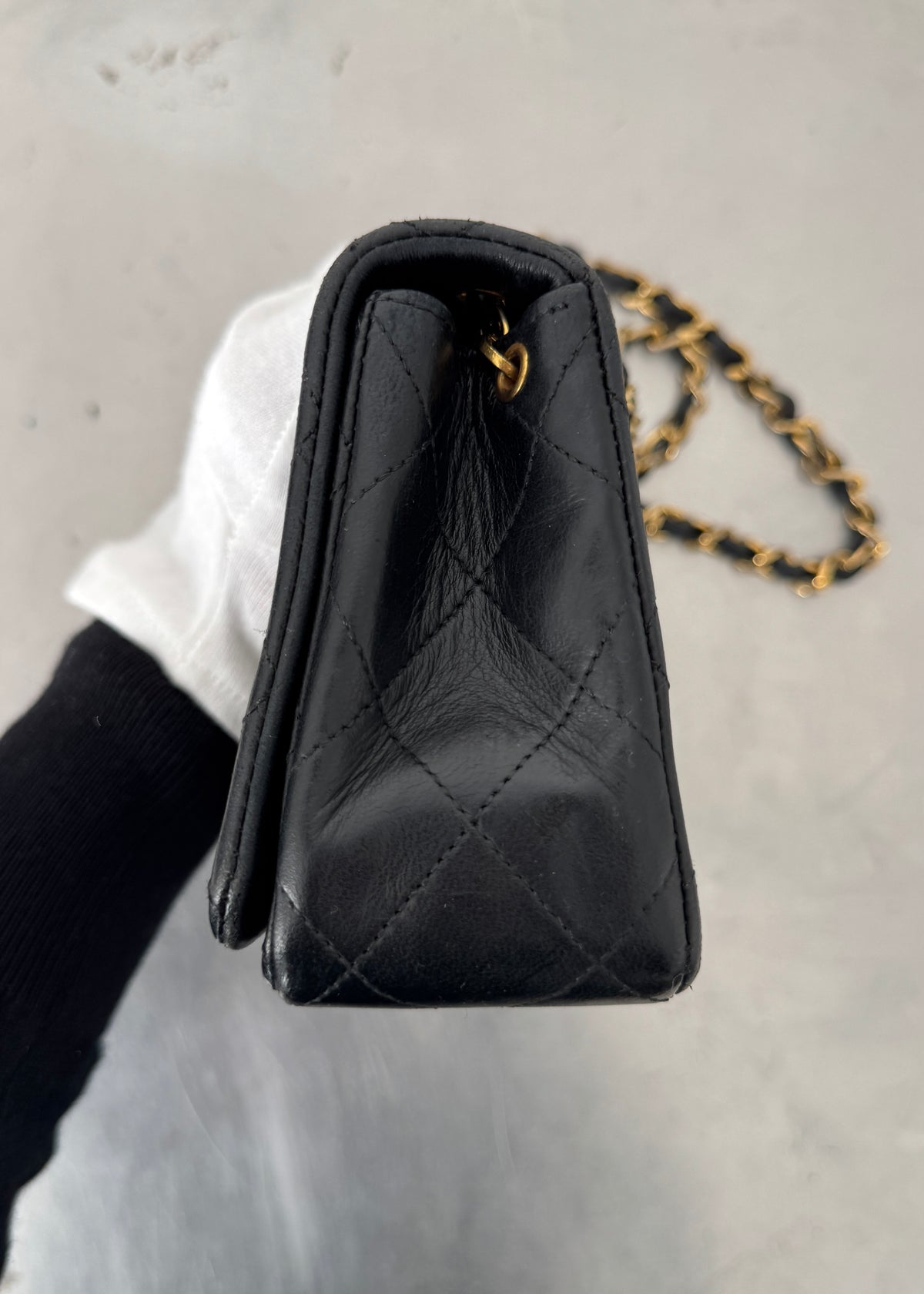 Chanel Mini 24k GHW Classic Single Flap Shoulder Bag in Black