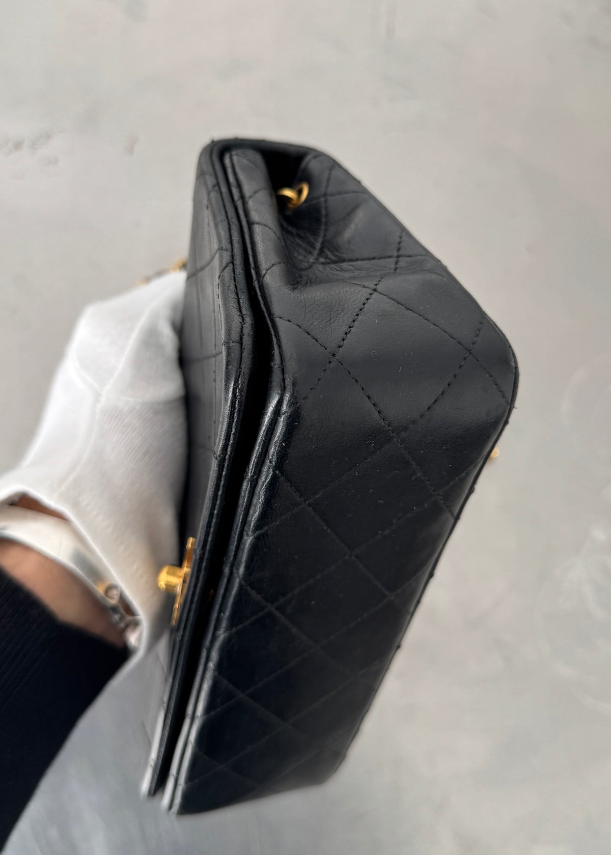 Chanel Mini 24k GHW Classic Single Flap Shoulder Bag in Black