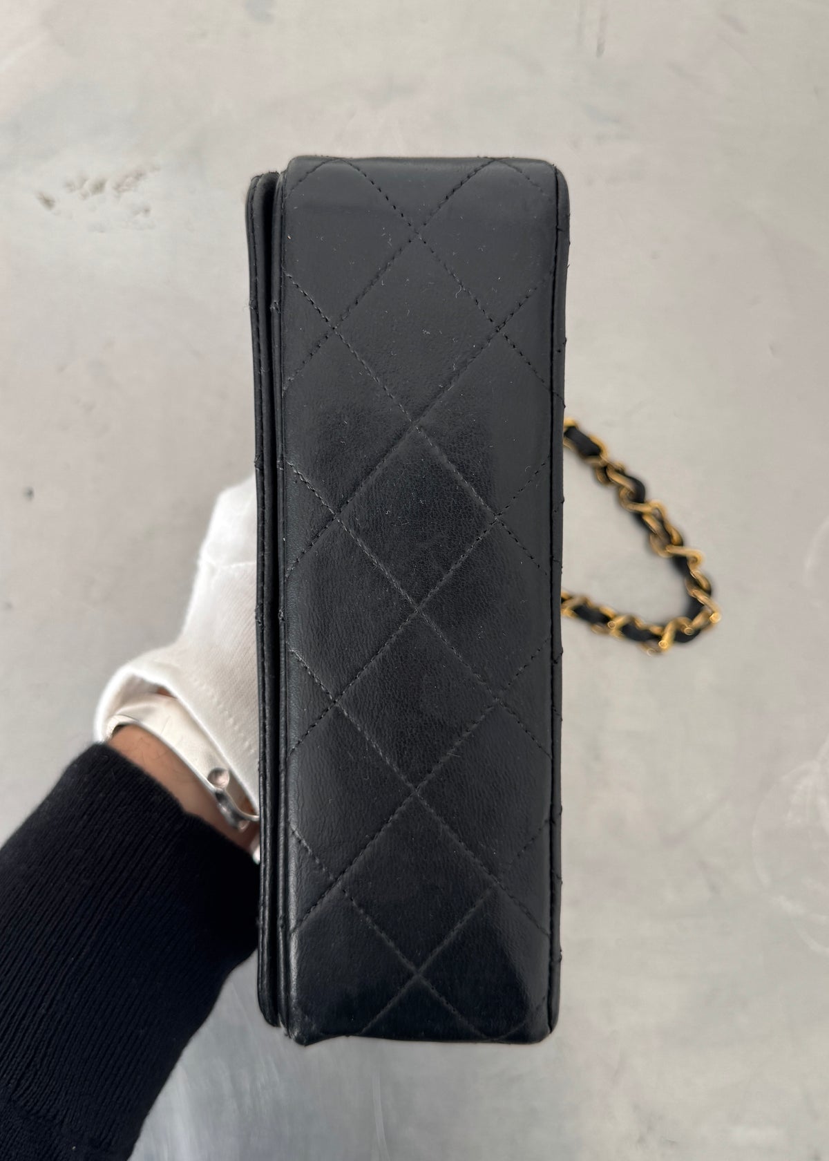 Chanel Mini 24k GHW Classic Single Flap Shoulder Bag in Black