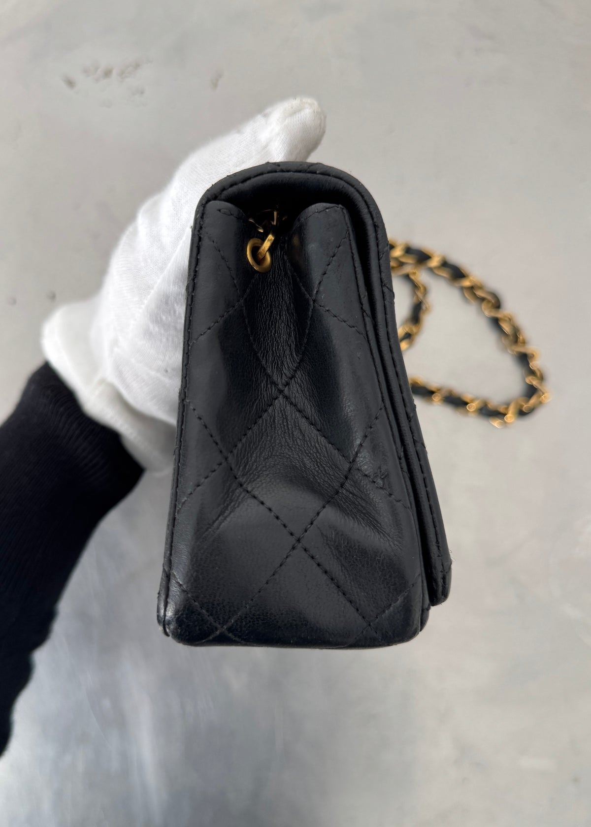 Chanel Mini 24k GHW Classic Single Flap Shoulder Bag in Black