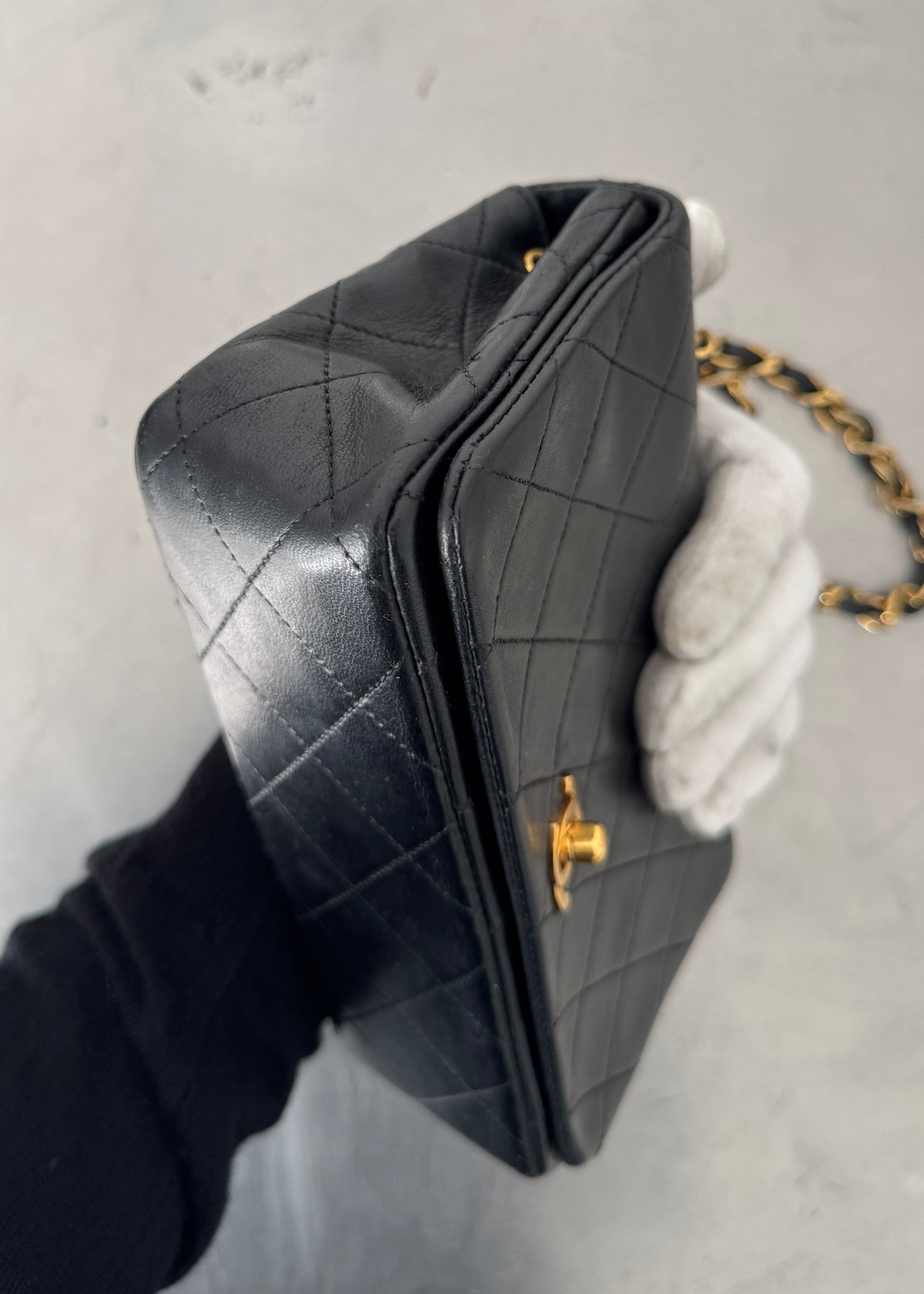 Chanel Mini 24k GHW Classic Single Flap Shoulder Bag in Black