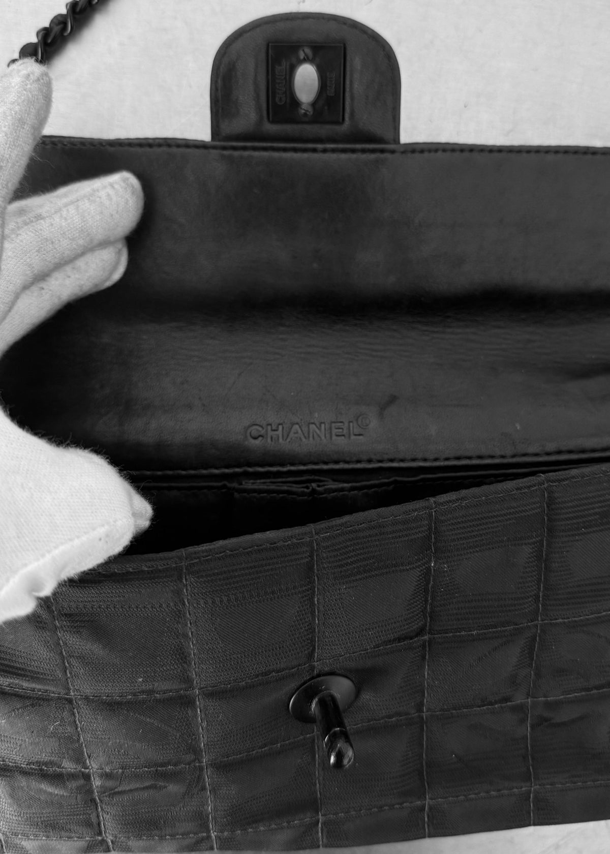 Chanel Jacquard Nylon Travel Line East West Shoulder Bag in Black