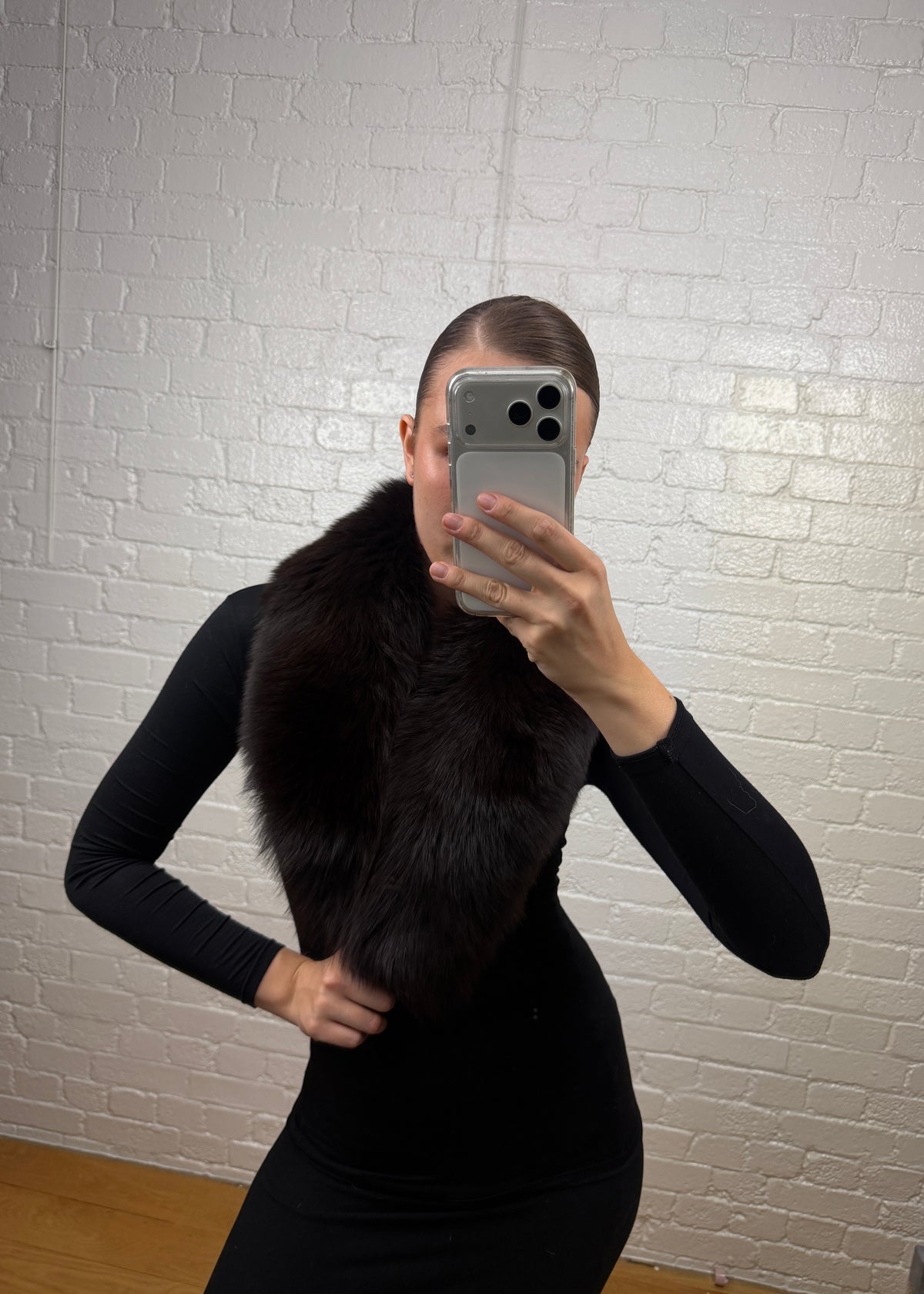 DARK BROWN FOX COLLAR
