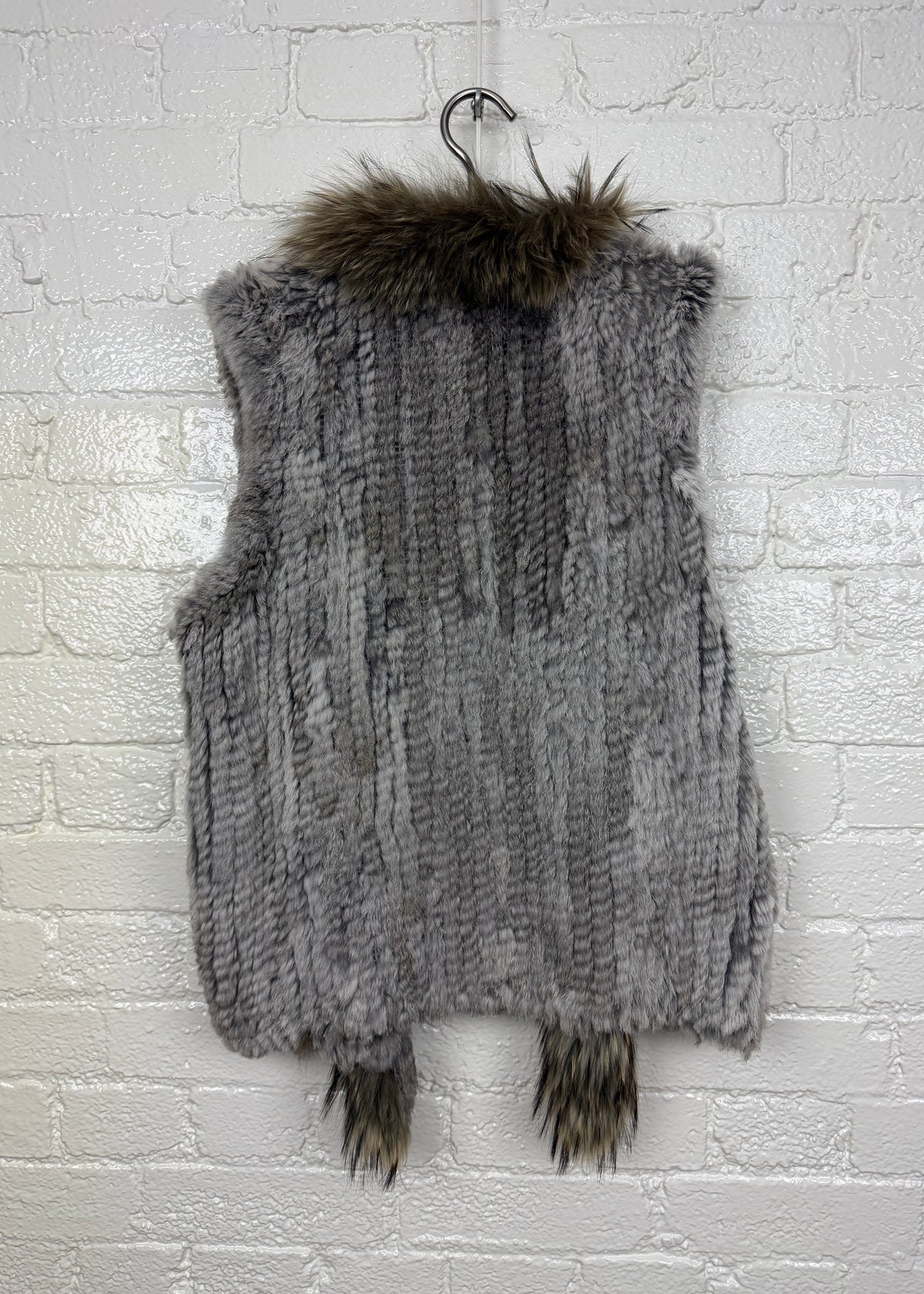 WOVEN SILVER FOX FUR GILET