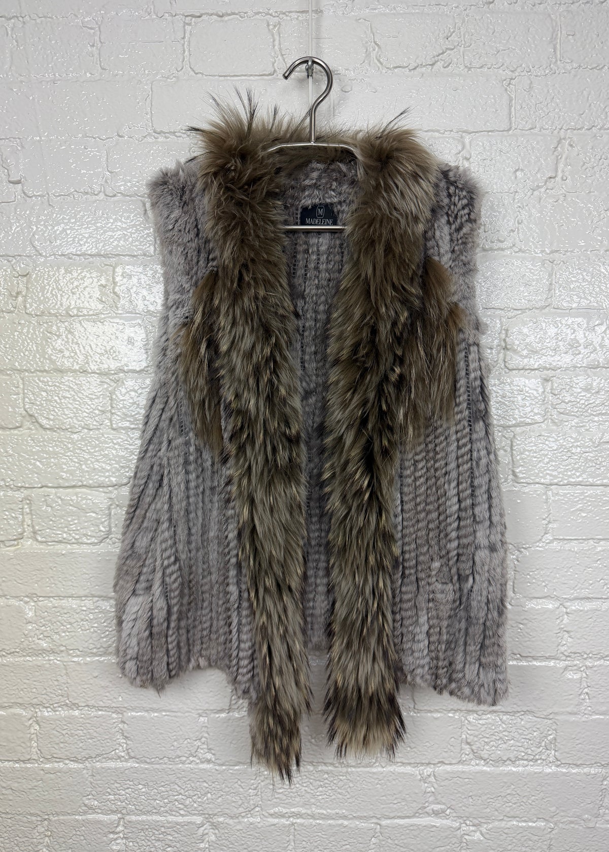 WOVEN SILVER FOX FUR GILET