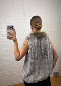 WOVEN SILVER FOX FUR GILET