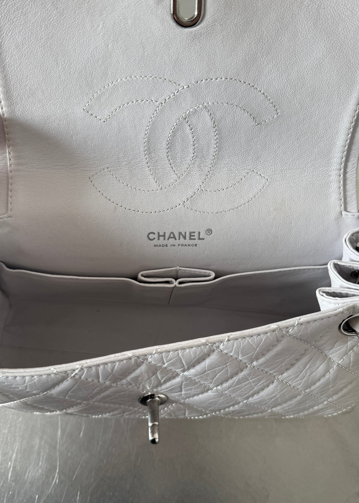 Chanel Classic Double Flap Shoulder Bag in Stone