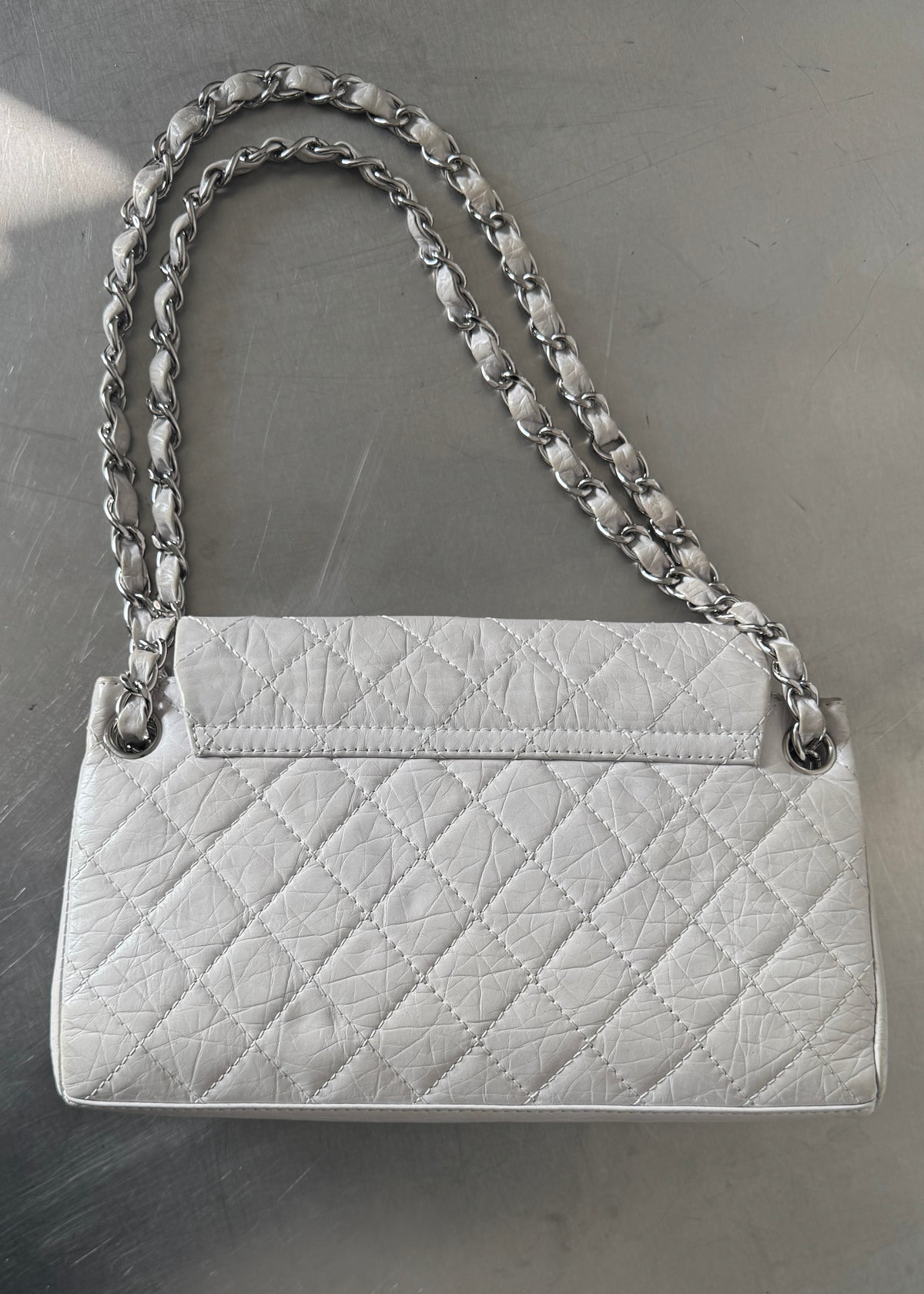 Chanel Classic Double Flap Shoulder Bag in Stone