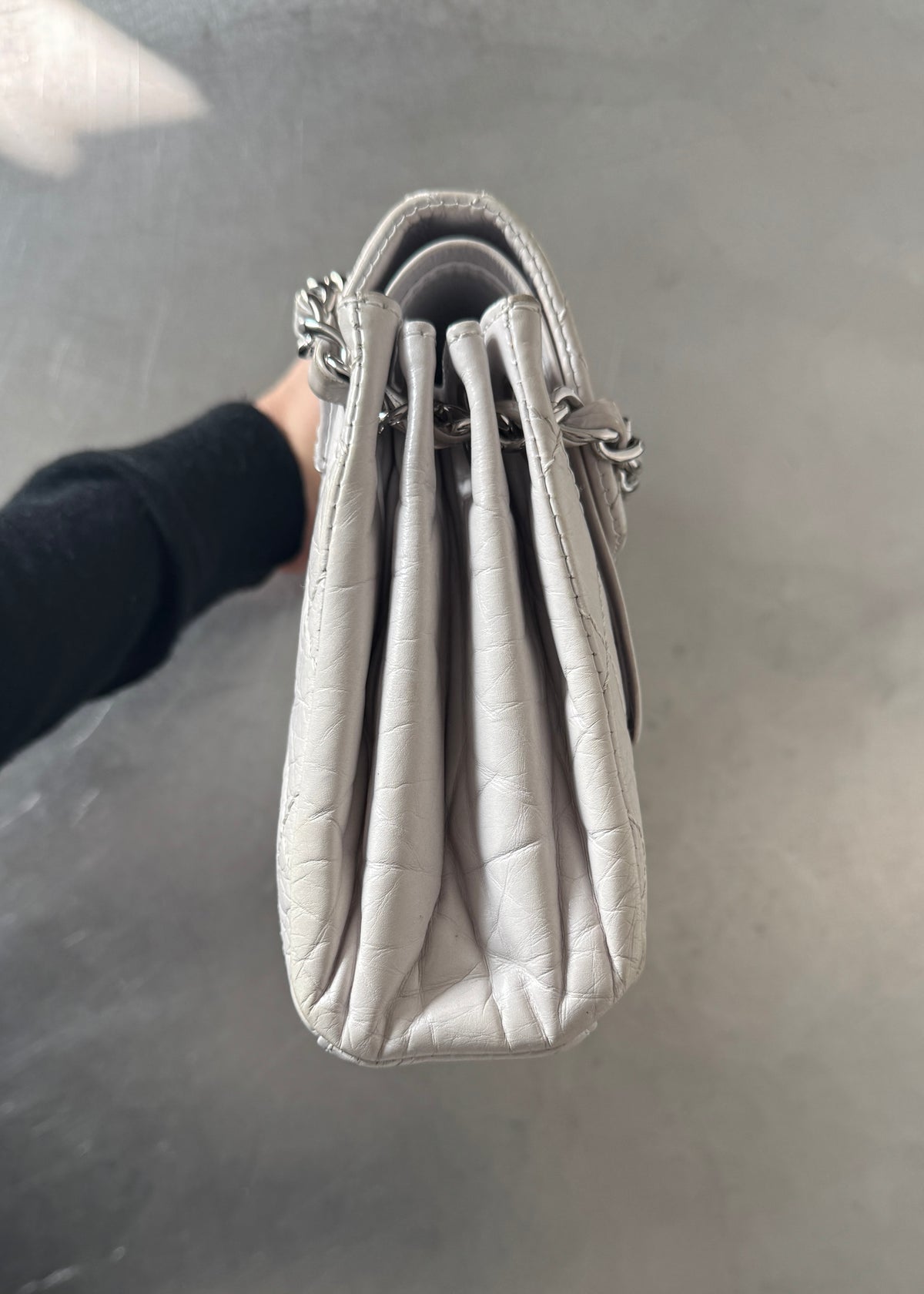 Chanel Classic Double Flap Shoulder Bag in Stone
