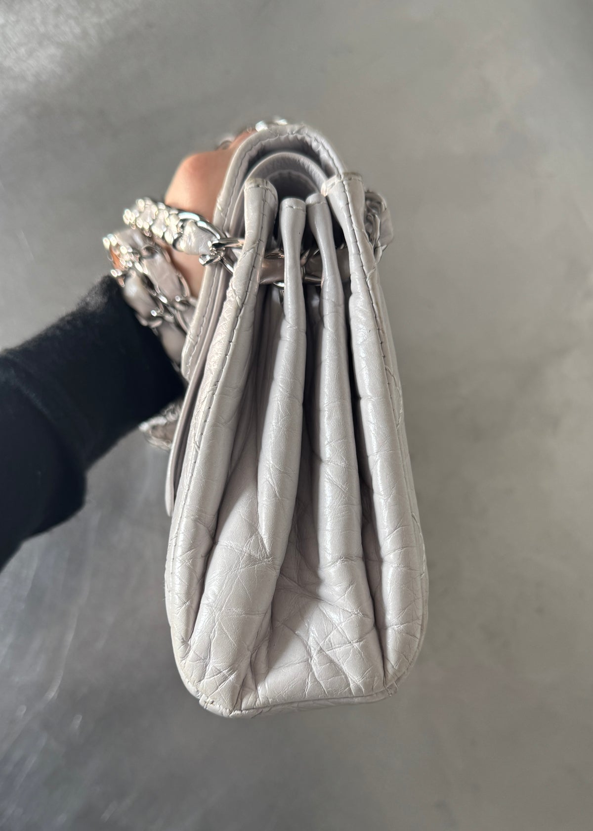 Chanel Classic Double Flap Shoulder Bag in Stone