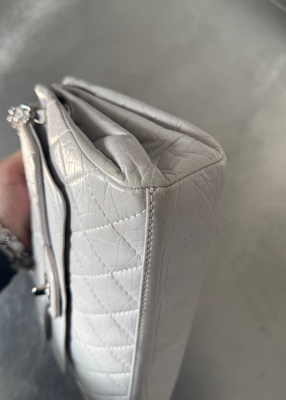 Chanel Classic Double Flap Shoulder Bag in Stone