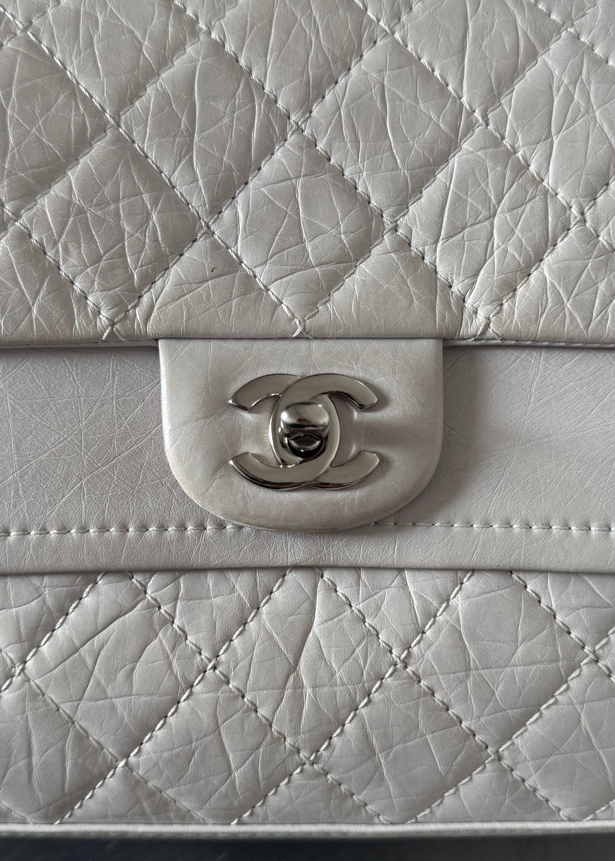 Chanel Classic Double Flap Shoulder Bag in Stone